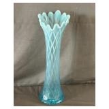 Jefferson Glass Blue Diamond Thumbprint Vase