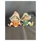 Porcelain Homco Pixie Elves Set of Two