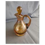Bohemian Amber Etched Glass Cruet