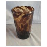 Vintage Tortoise Shell Art Glass Vase