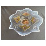 Antique Goofus Glass Opalescent Bowl