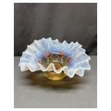White opalescent Ruffled Candy Dish