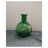 Large mcm green glass vase