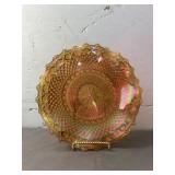 Carnival Iridescent Amber Glass with Ruffled Edge