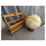 World Classic 12" Globe, Wood Magazine Rack