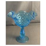 Fenton Colonial Blue Glass Compote
