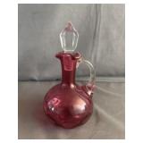 Fenton Cranberry Coin Dot Cruet w/ Glass Topper