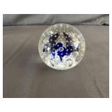 Rusty Noel Blue Trumpet Flowers Paperweight W/