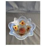 Antique Goofus Glass Opalescent Bowl