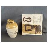 Beamer Pottery Jar & Hand Made Pottery Tile