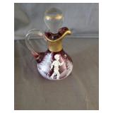 Mary Gregory Cranberry ï¿½Boyï¿½ Glass Cruet & Topper