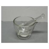 Large 16 oz clear glass mortar and pestle