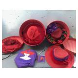 ï¿½Red Hatsï¿½ (2) Hat Carriers, Purse, (3) Hats,