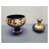 Checz bohemian 24k gold enamel on cobalt blue