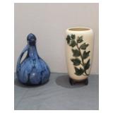 1950s royal Copley ivory footed vase and blue