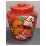 Vintage hand painted cookie jar /crock floral