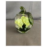 ï¿½04 Joe Rice Green Floral Apple Paperweight