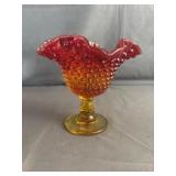Fenton Amberina Hobnail Pedestal Dish