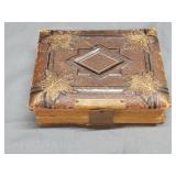 Tin type brass buckle photo album missing top