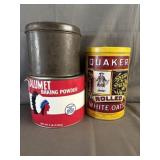 Quaker White Oats, Calumet Baking Powder Tins &