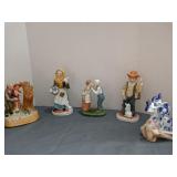 Lot of five figurines man women and tree is a