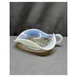 White Opalescent Finger Loop Dish