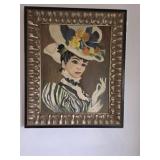 Victorian Woman in Floral Hat, Canvas , Wood