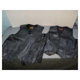 His and her genuine leather vests both xl