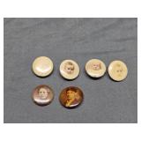 (6) Mourning Pins: 4 Button Back, 2 Pin