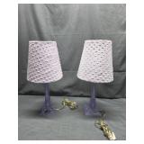 Pair of Vtg Lavender Lucite Table Lamps with