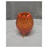 Fenton Amberina Glass Hobnail 3-footed Egg Vase,