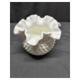 Milk Glass Hobnail Ruffled Edge Vase, Munising MI