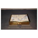 brass & mother of pearl inlay Music box compact
