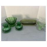 Green Glass: Vases, Bowl