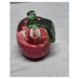 Joe Rice 1993 Red Apple Glass Paperweight,  Green