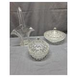 Etched Glass Bridal Basket, Pressed Covered Candy