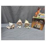 (3) Homco Garden Pixie Elves, Happy Hobo Cookout