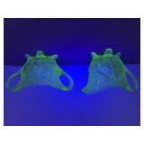 Green Uranium! Glass Cream & Sugar Dishes ï¿½Sweet