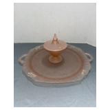Pink Frosted Depression Glass Platter & Dish