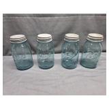 (5) Blue Ball Mason Quart Jars with Zinc Lids