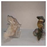 Quarts crystals on matrix & carved Quarts parrot