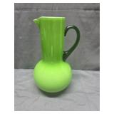 Bright Green Glass Pitcher with Dark Green Handle