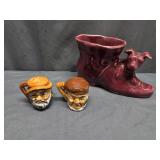 Shawnee Pottery Boot with Dog Planter, Toby Salt