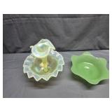 Fenton Topaz Opalescent Iridized One Horn Swirl