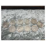 Lot of ten Eisenhower dollers 1971 to 74