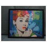 Audrey Hepburn pop art framed canvas 22 x 18 in