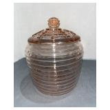 Pink Depression Glass Cookie Jar/ Basket