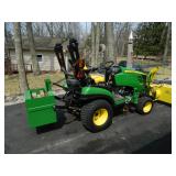 John Deere 1025 R diesel tractor w/ loader & 54" mower deck 4x4. 52" snow blower, turf tires 3 