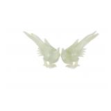 Chinese Plumed Bird Jadeite Carved Sculptures