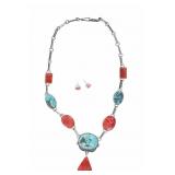 Navajo Sterling Turquoise Spiny Oyster Necklace